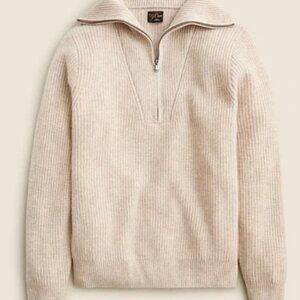 Banana Republic Ribbed Half-Zip Knit Pullover Sweater NWT Retired Style Tan